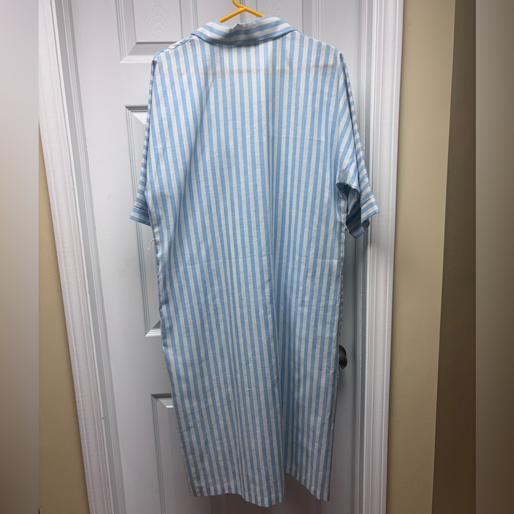 Vintage Topper Blue & White Striped Shirt Dress | Size 16 | Made in Canada - Picture 10 of 10